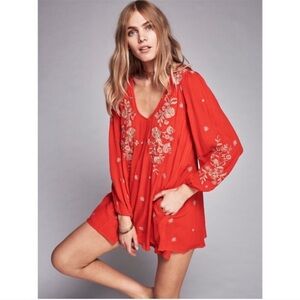 Free People Sweet Tennessee Embroidered Tunic Dress  XS